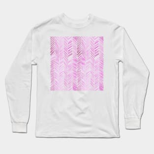 Watercolor Herringbone Pattern - Magenta Long Sleeve T-Shirt